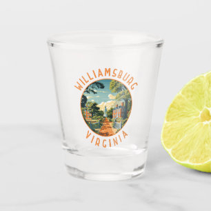 Williamsburg Virginia Retro Distressed Circle Shot Glass