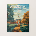 Williamsburg Virginia Travel Art Vintage Jigsaw Puzzle<br><div class="desc">Williamsburg retro vector travel design. Williamsburg,  a city in the U.S. state of Virginia,  was capital of the Virginia Colony from 1699 to 1780 and played a significant role in the American Revolution.</div>