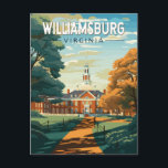 Williamsburg Virginia Travel Art Vintage Postcard<br><div class="desc">Williamsburg retro vector travel design. Williamsburg,  a city in the U.S. state of Virginia,  was capital of the Virginia Colony from 1699 to 1780 and played a significant role in the American Revolution.</div>