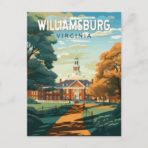 Williamsburg Virginia Travel Art Vintage Postcard