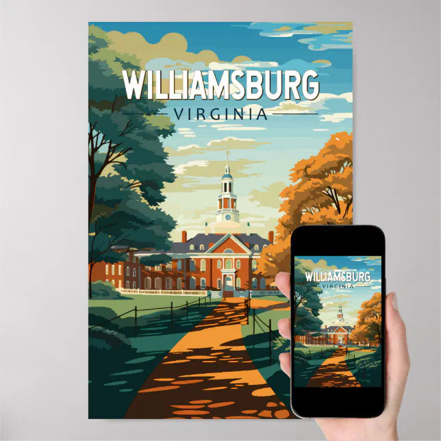Williamsburg Virginia Travel Art Vintage Poster Zazzle