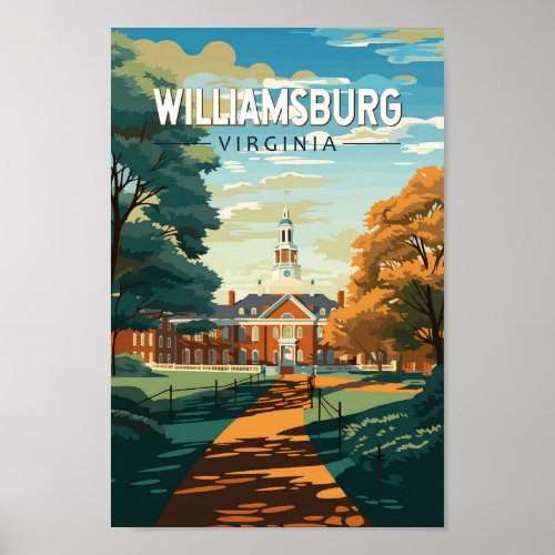 Williamsburg Virginia Travel Art Vintage Poster