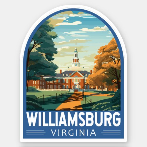 Williamsburg Virginia Travel Art Vintage Sticker