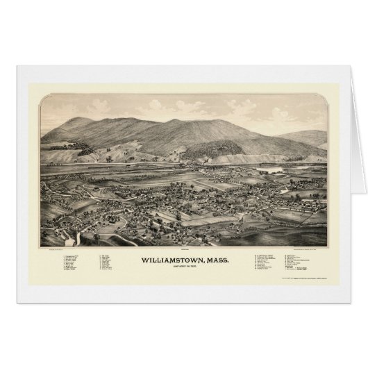 Williamstown, MA Panoramic Map - 1889 Cards (Front Horizontal)