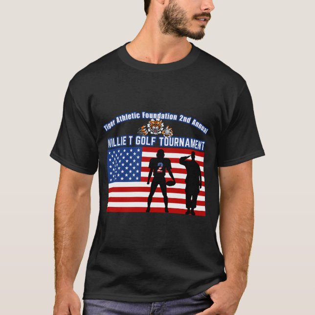Willie T Golf American Flag Tiger T-Shirt (Front)