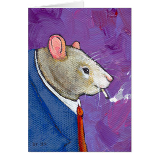 Willie the Rat - fun businessman smoking painting Cards