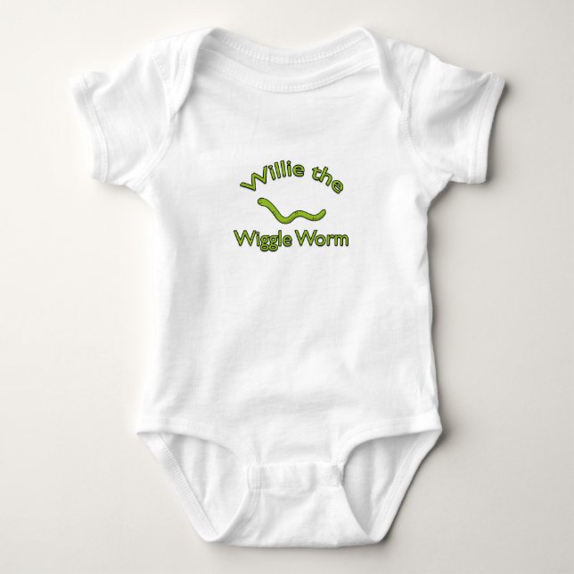 Willie the Wiggle Worm Baby One Piece Baby Bodysuit (Front)