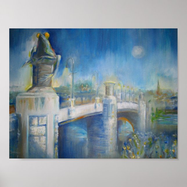 Willimantic Frog Bridge at night Poster (Front)