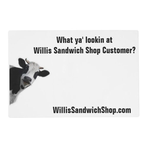 Willis Sandwich Shop Placemat