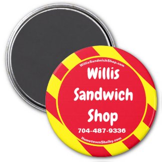 Willis Sandwich Shop Red/Yellow Magnet