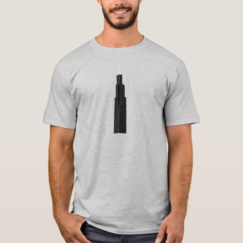 Willis  Sears Tower black background T_Shirt