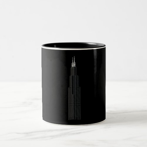 Willis  Sears Tower black background Two_Tone Coffee Mug