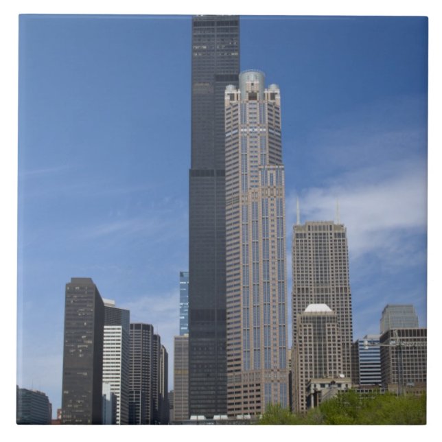 Willis Tower (previously the Sears Tower) looms Ceramic Tile (Front)