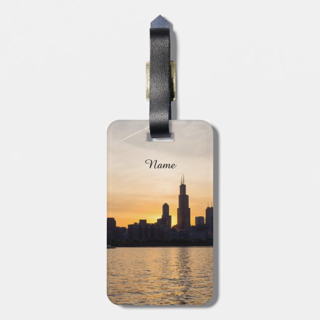Willis Tower Sunset Silhouette Luggage Tag (Back Vertical)