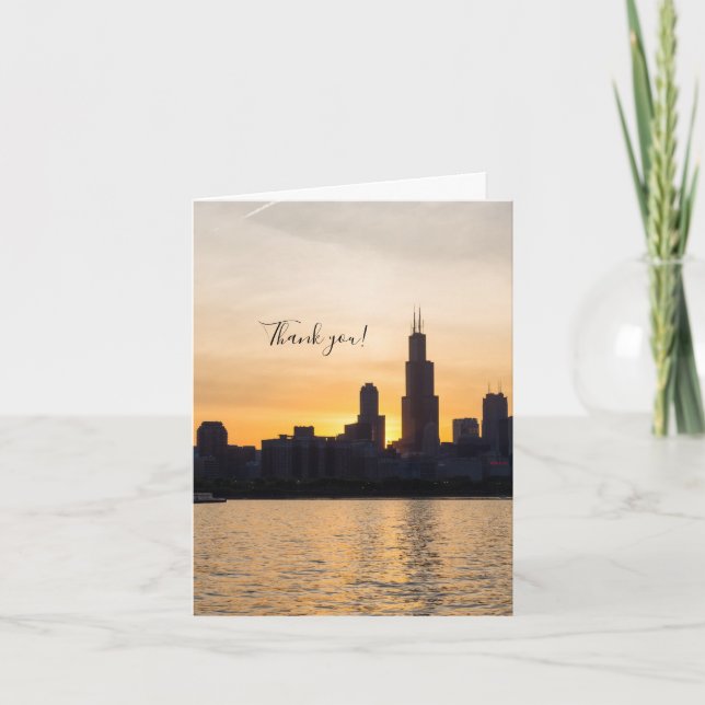 Willis Tower Sunset Silhouette Thank You Card (Front)