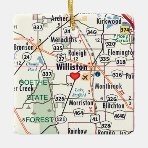 Williston Florida Map Ceramic Ornament