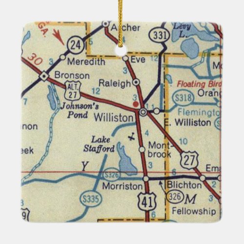 Williston Florida Vintage Map Ceramic Ornament