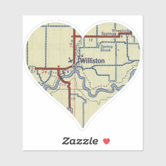 Williston ND Map Sticker (Sheet)