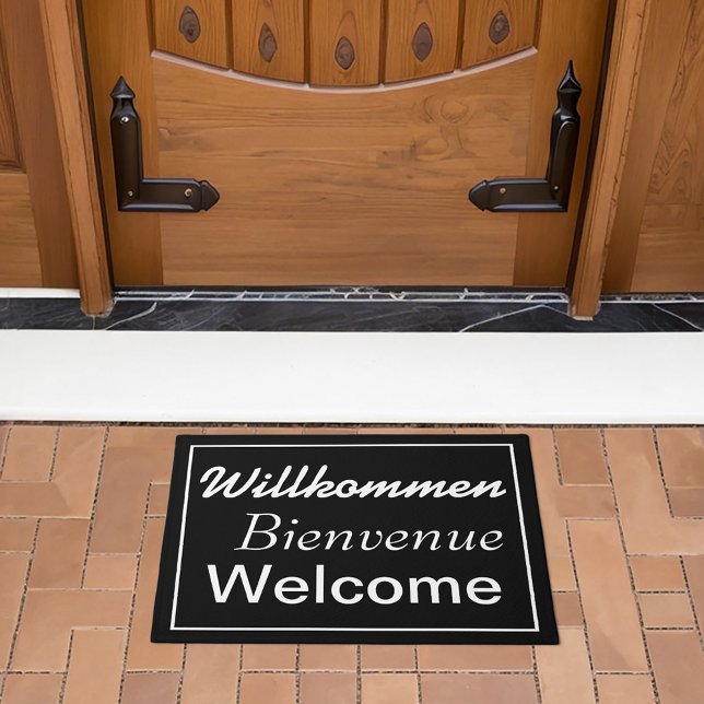 Willkommen Bienvenue Welcome Multilingual Doormat (Available in other colors as well!)
