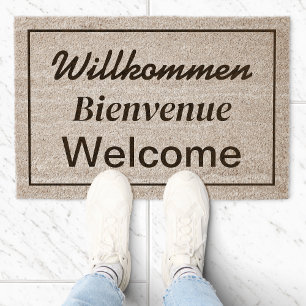 Willkommen Bienvenue Welcome Multilingual Fiber Doormat