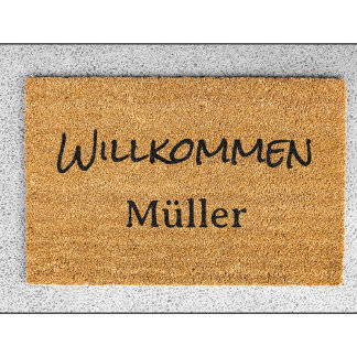 Willkommen Family - German style Fiber Doormat