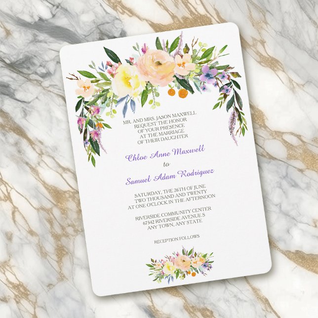 Willow and Floral Formal Wedding Invitation (Creator Uploaded)
