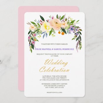 Willow And Floral Modern Wedding Invitation by AvenueCentral at Zazzle
