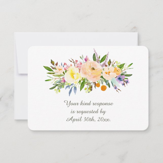 Willow and Floral Wedding RSVP Card (Front)