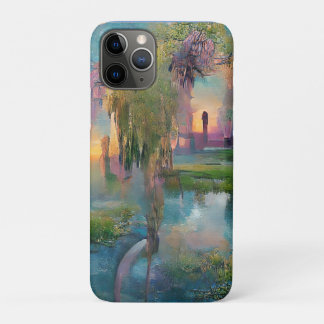 Willow and wisteria by the pond at sunset iPhone 11 Pro Case