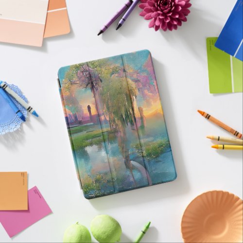  Willow and wisteria by the pond at sunset  iPad Air Cover