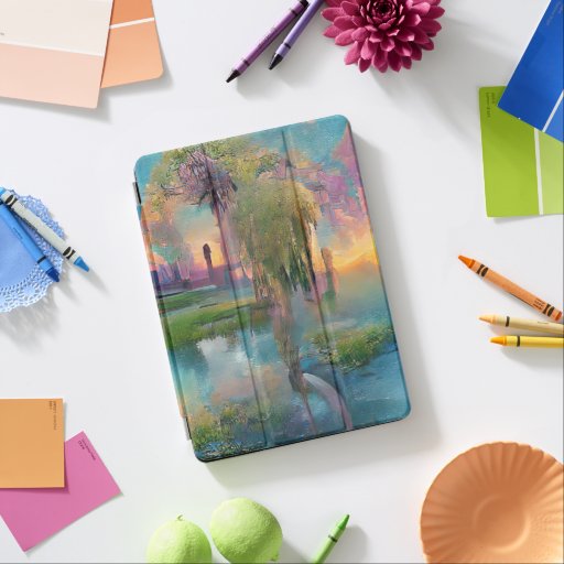 Willow and wisteria by the pond at sunset  iPad Air Cover