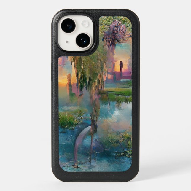  Willow and wisteria by the pond at sunset   Otterbox iPhone Case (Back)