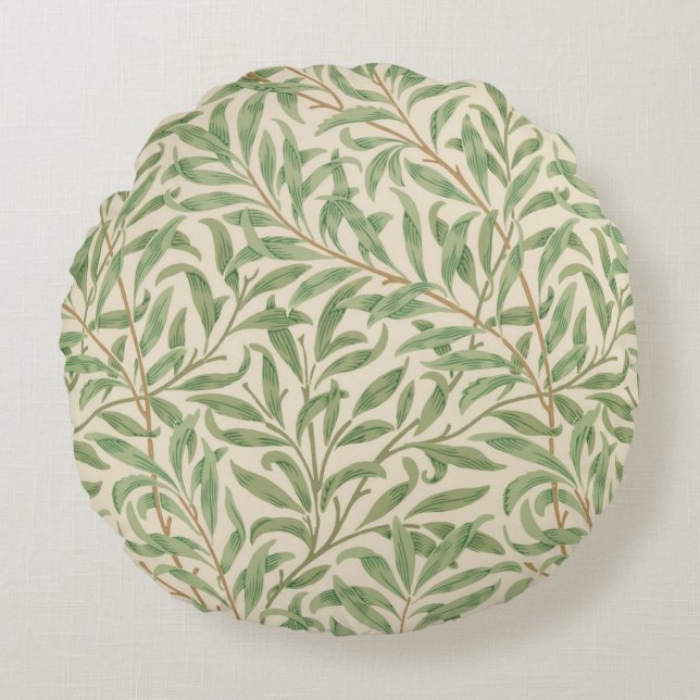 Willow Bough (by William Morris) Round Pillow (Front)