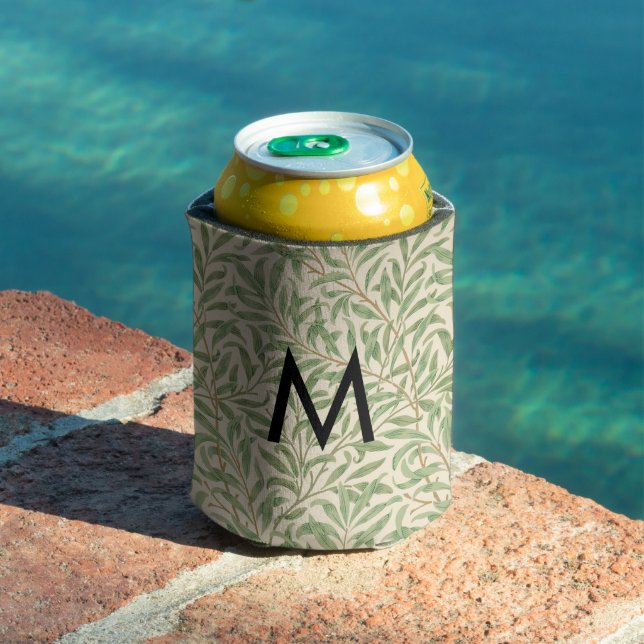 Willow Bough Green Pattern William Morris Monogram Can Cooler (In Situ Pool)