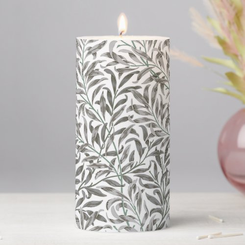 WILLOW BOUGH IN SILVER PLATE _ WILLIAM MORRIS PILLAR CANDLE