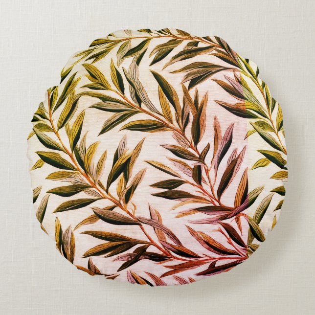 Willow Bough Leaf  Round Pillow (Front)