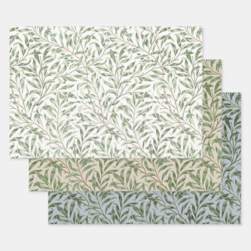 WILLOW BOUGH VINTAGE TRIO SET _ WILLIAM MORRIS WRAPPING PAPER SHEETS