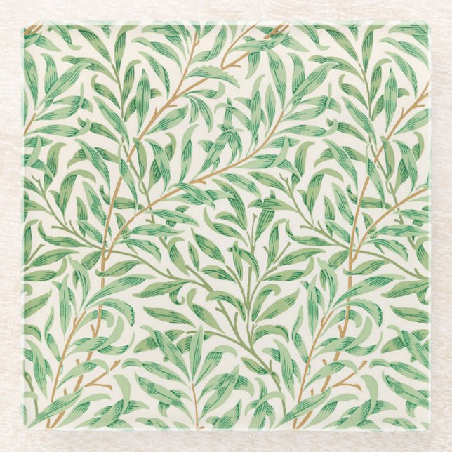 Willow Bough William Morris Pattern Glass Coaster (Front)