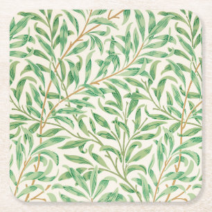 Willow Bough William Morris Pattern Square Paper Coaster