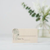 Willow Branch on Linen Wedding Place Cards (Standing Front)