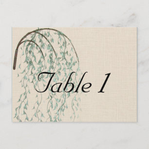 Willow Branch on Linen Wedding Table Number