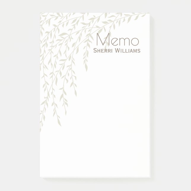 Willow Branches Personalized Post It Note Pad (Front)