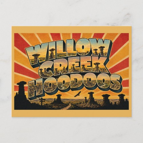 Willow Creek Hoodoos AB Sandstone Pillars Prairie Postcard
