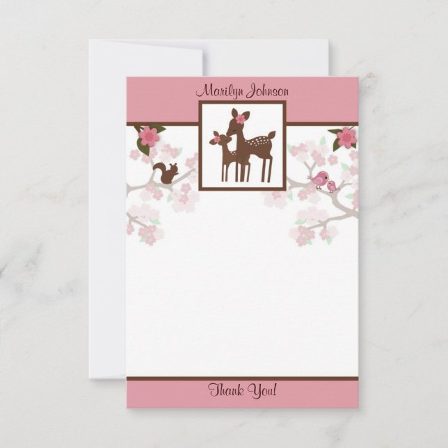 Willow Deer Baby and Mommy Thank You card 3.5"x5" (Front)