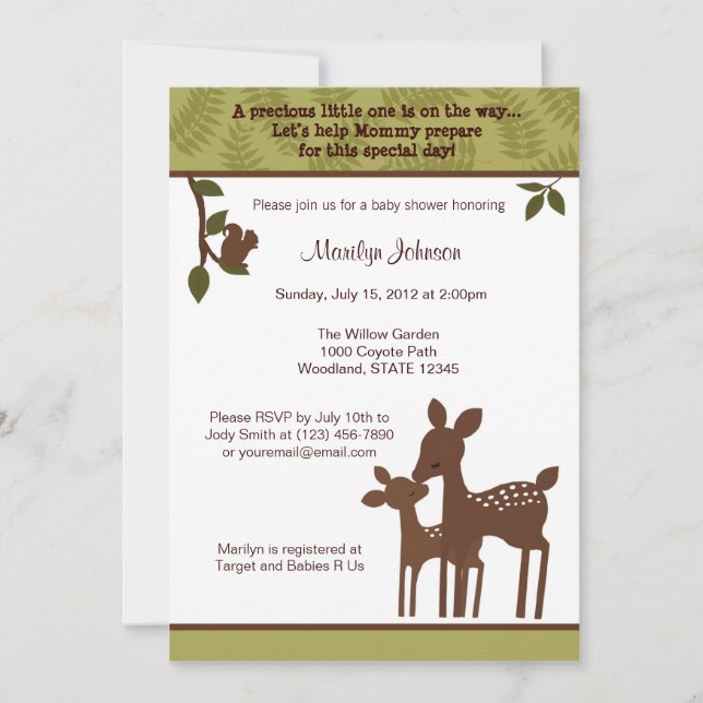 Willow Deer Baby Shower Invitation forest woodland (Front)