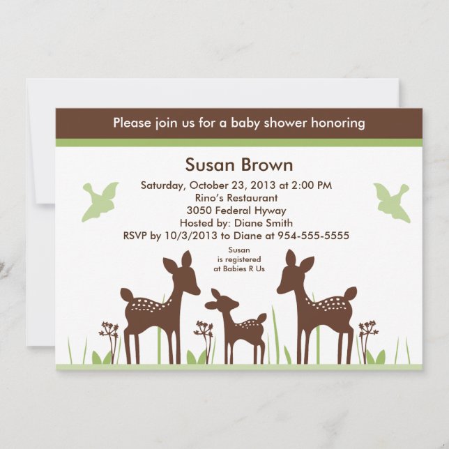 Willow Deer Baby Shower Invitation So Cute (Front)