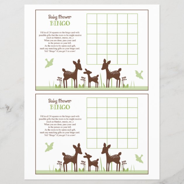 Willow Deer Family "Baby Shower Bingo" Sheet