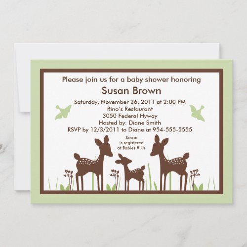 Willow Deer Green Baby Shower Invitation