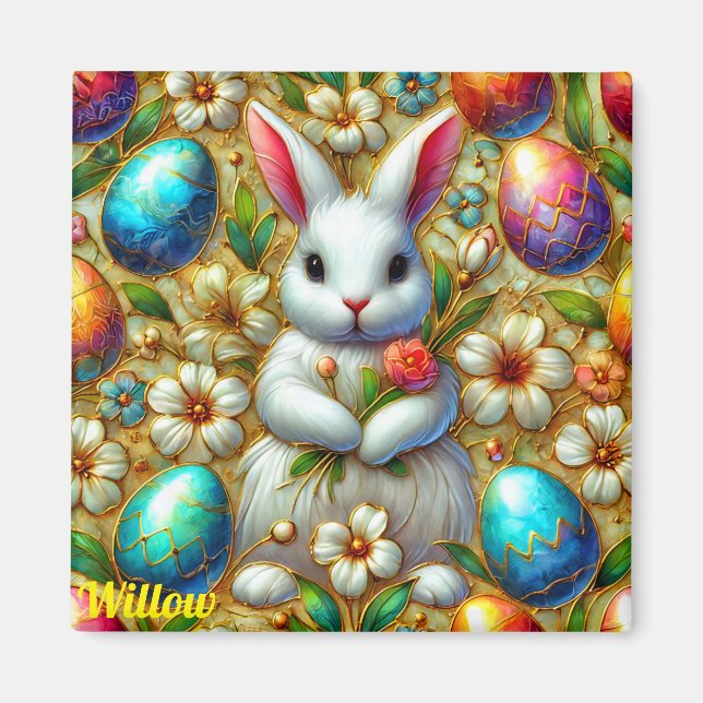 WILLOW ~ Easter Bunny and Eggs ~  Magnet (Front)