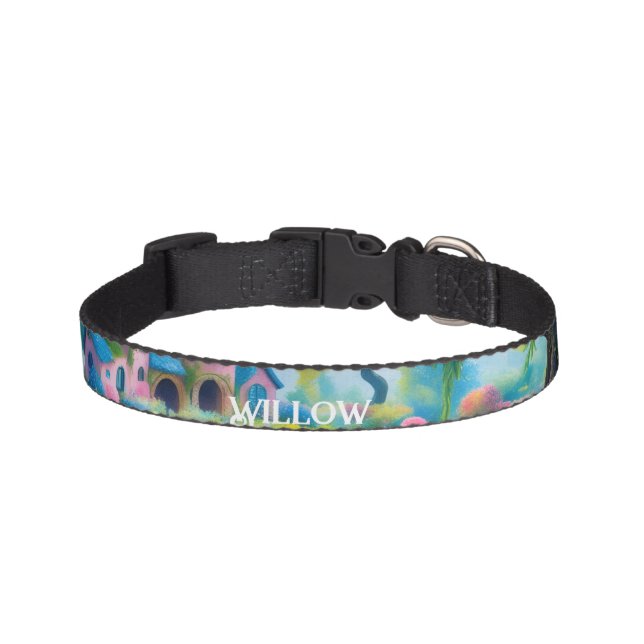 Willow Fantasy Art Castle Willow Tree Personalized Pet Collar (Front)